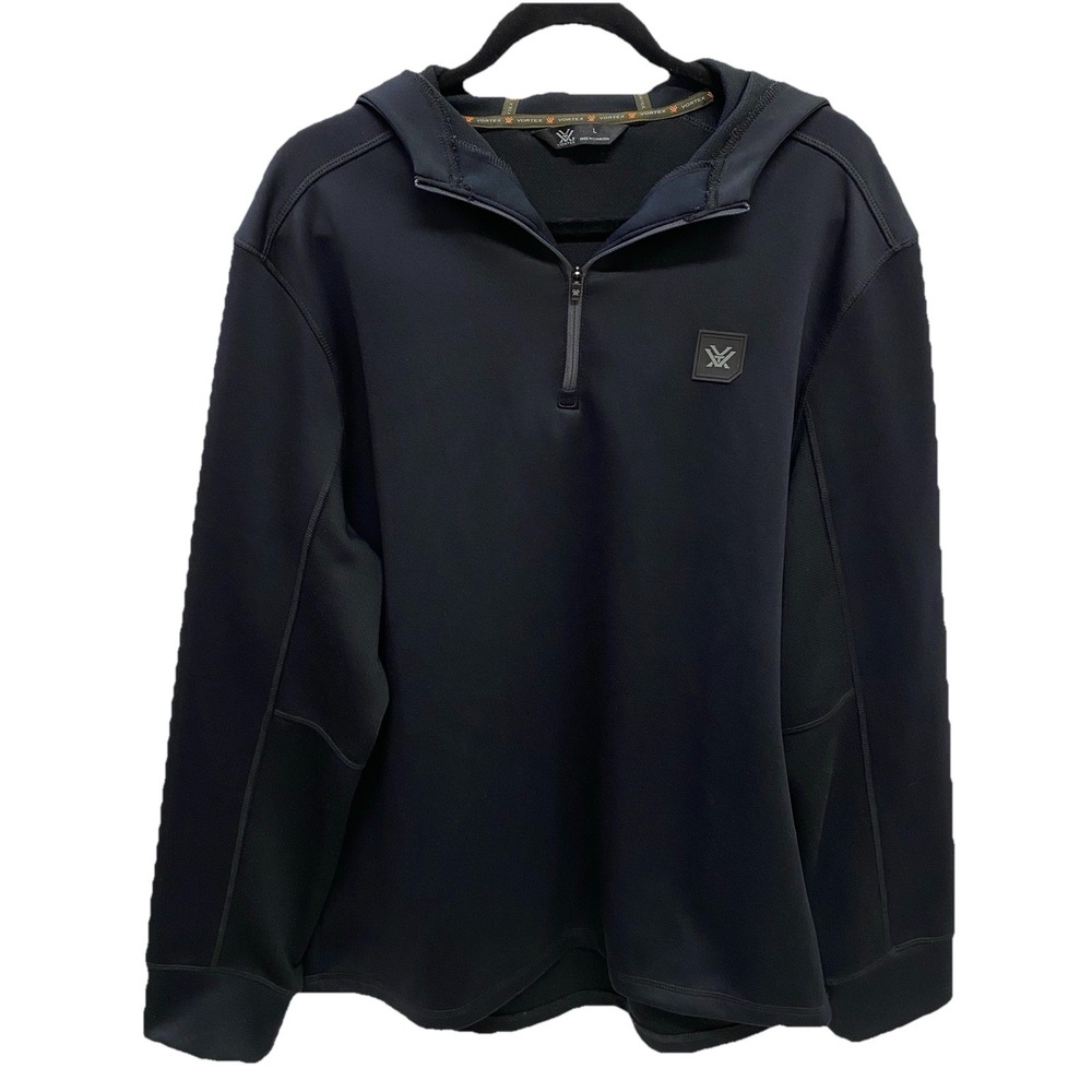 VORTEX Frontier Limits 1/4 Zip Black Pullover Hoodie Men's L Sweatshirt SOF15743